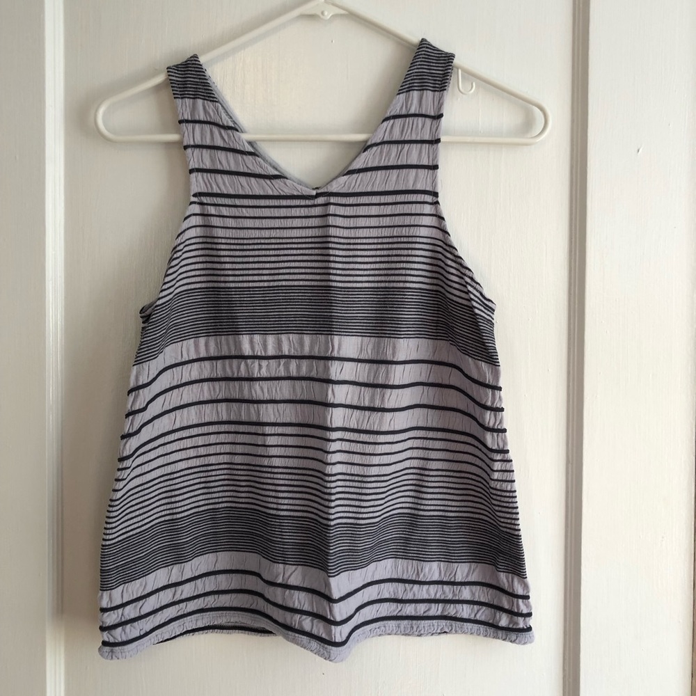Striped tank top w/ opening at back